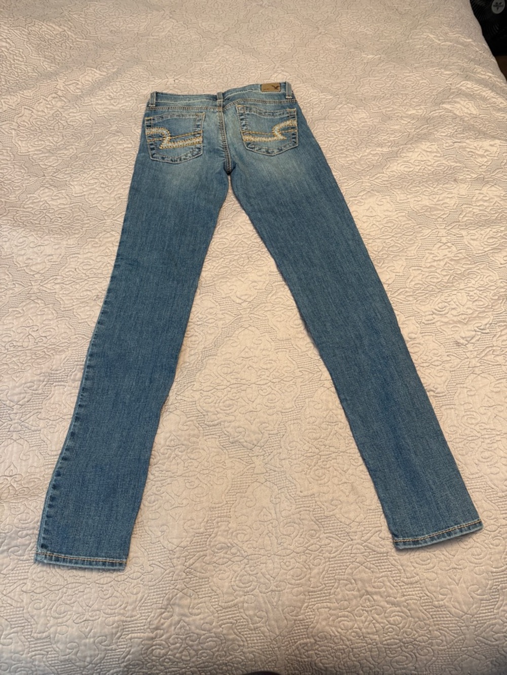American Eagle Outfitters Women's Light Blue Skinny Jeans